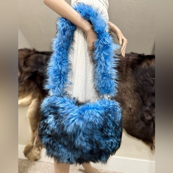 Stunning Real Curly Shearling Hobo Bag, Handmade Lamb Fur Crossbody, Slouchy Bag - Picture 8 of 15